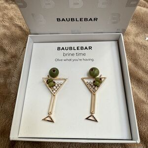 BaubleBar Martini Glass Earrings Brine Time  Olive What You're Having NIB